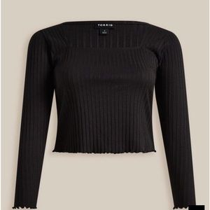 NWT Torrid Knit Ribbed Square Neck Long Sleeve - Black